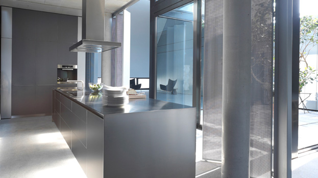 Luxury kitchen from bulthaup in dark grey aluminium