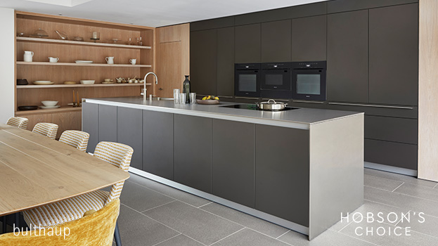 Luxury kitchen from bulthaup in dark grey aluminium